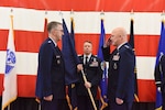 Air Force Gen. Jay Raymond, commander of Air Force Space Command, salutes Air Force Gen. John Hyten, commander of U.S. Strategic Command, during a ceremony at Vandenberg Air Force Base, Calif., Dec. 1, 2017. Raymond became the Joint Force Space Component commander taking operational responsibility for employment of all joint space forces.