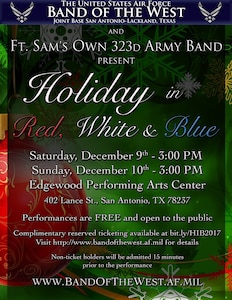 A "Holiday in Red, White and Blue" is planned for 3 p.m. Dec. 9 and 10 at the Edgewood Performing Arts Center.