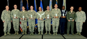 Brig. Gen. John D. Slocum (pictured far left), commanding officer of the 127th Wing and Selfridge Air National Guard base, and Chief Master Sgt. Tony Whitehead (pictured far right), command chief of the 127th Wing, awarded members with 2017 Airmen of the year honors here on Sunday.
