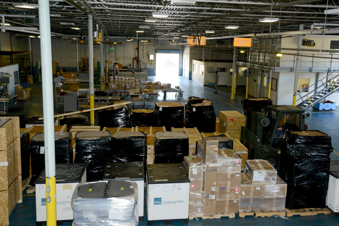 The 20th Logistics Readiness Squadron (LRS) cargo facility contains numerous inbound and outbound cargo at Shaw Air Force Base, South Carolina.