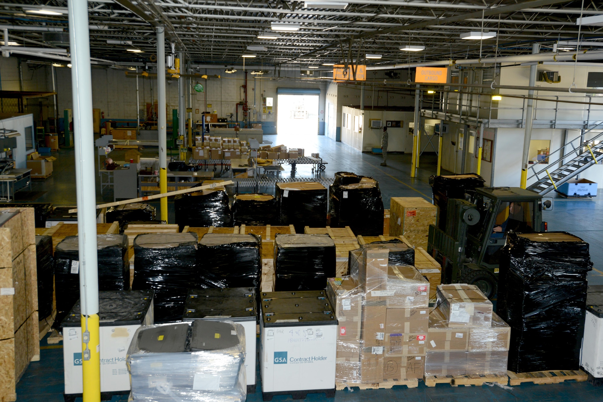 The 20th Logistics Readiness Squadron (LRS) cargo facility contains numerous inbound and outbound cargo at Shaw Air Force Base, South Carolina.