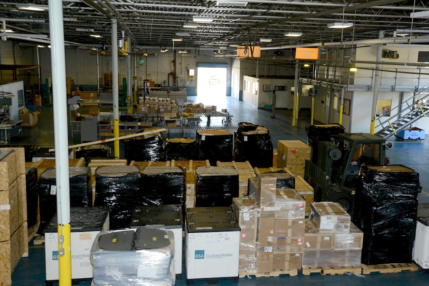 The 20th Logistics Readiness Squadron (LRS) cargo facility contains numerous inbound and outbound cargo at Shaw Air Force Base, South Carolina.