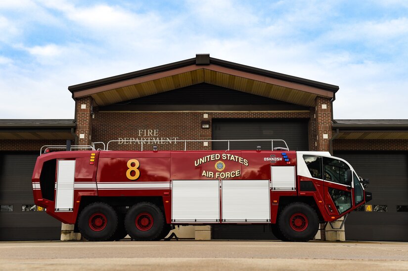 The 633rd Civil Engineer Squadron showcases the new Striker 3000 at the Langley Fire Department on Joint Base Langley Eustis, Va., Nov. 22, 2017. The Striker is a 39 and half foot, 3,000-gallon, high performance fire truck that brings new and improved technology to the flightline and community.