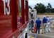 Members of the 14th Civil Engineer Squadron, 14th Operations Support Squadron and Air Force Civil Engineer Center Airfield and Pavement Evaluation Team survey a hole on the airfield at Columbus Air Force Base, Mississippi, Oct. 11, 2017. Gary Wright, 14th Flying Training Wing Airfield Manager, was walking along the T-1A Jayhawks parking/taxiway and identified a hole that looked suspicious. The APE Team was able to survey and begin repairing the issue immediately. (U.S. Air Force photo by Airman 1st Class Keith Holcomb)