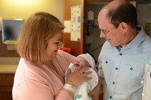 Rex and Gabby Baird hold their newborn baby, Carolena, Nov. 9, 2017, at Benfis Health System, Great Falls, Mont.