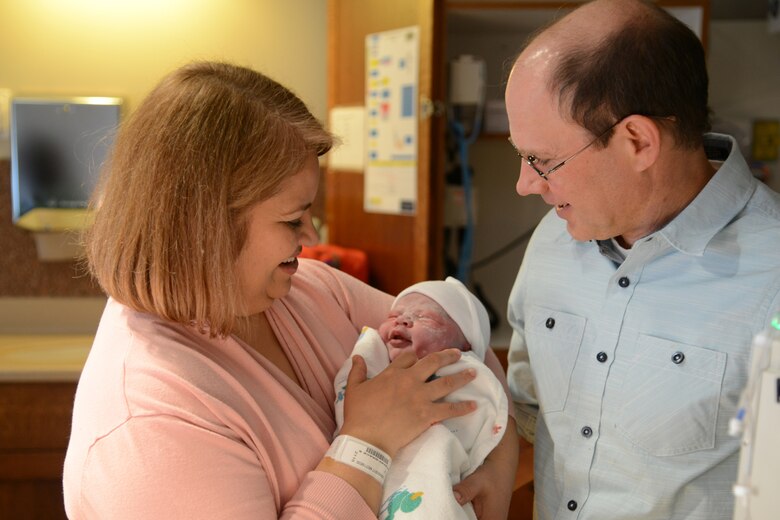Rex and Gabby Baird hold their newborn baby, Carolena, Nov. 9, 2017, at Benfis Health System, Great Falls, Mont.