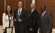 Dr. Alan Hale (second from left), NAS Model & Simulation engineer, receives the Innovation Award from NAS General Manager Cynthia Rivera during the National Aerospace Solutions 2017 Salute to Excellence Annual Awards Banquet Nov. 16 at the Arnold Lakeside Center, Arnold AFB. Also pictured is NAS Deputy General Manager Doug Pearson and NAS Technical Director Woodrow Whitlow. (U.S. Air Force photo/Rick Goodfriend)