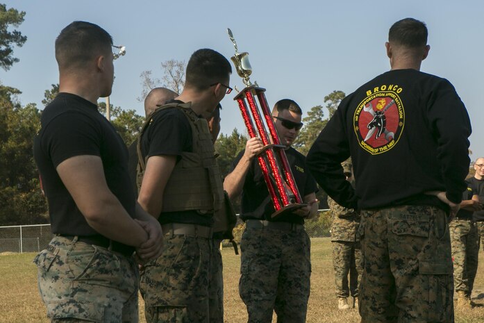 Marines with 2nd Transportation Support Battalion, 2nd Marine Logistics Group came together to compete during the 2nd annual Commander’s Cup competition at Camp Lejeune, North Carolina, Dec. 1, 2017.