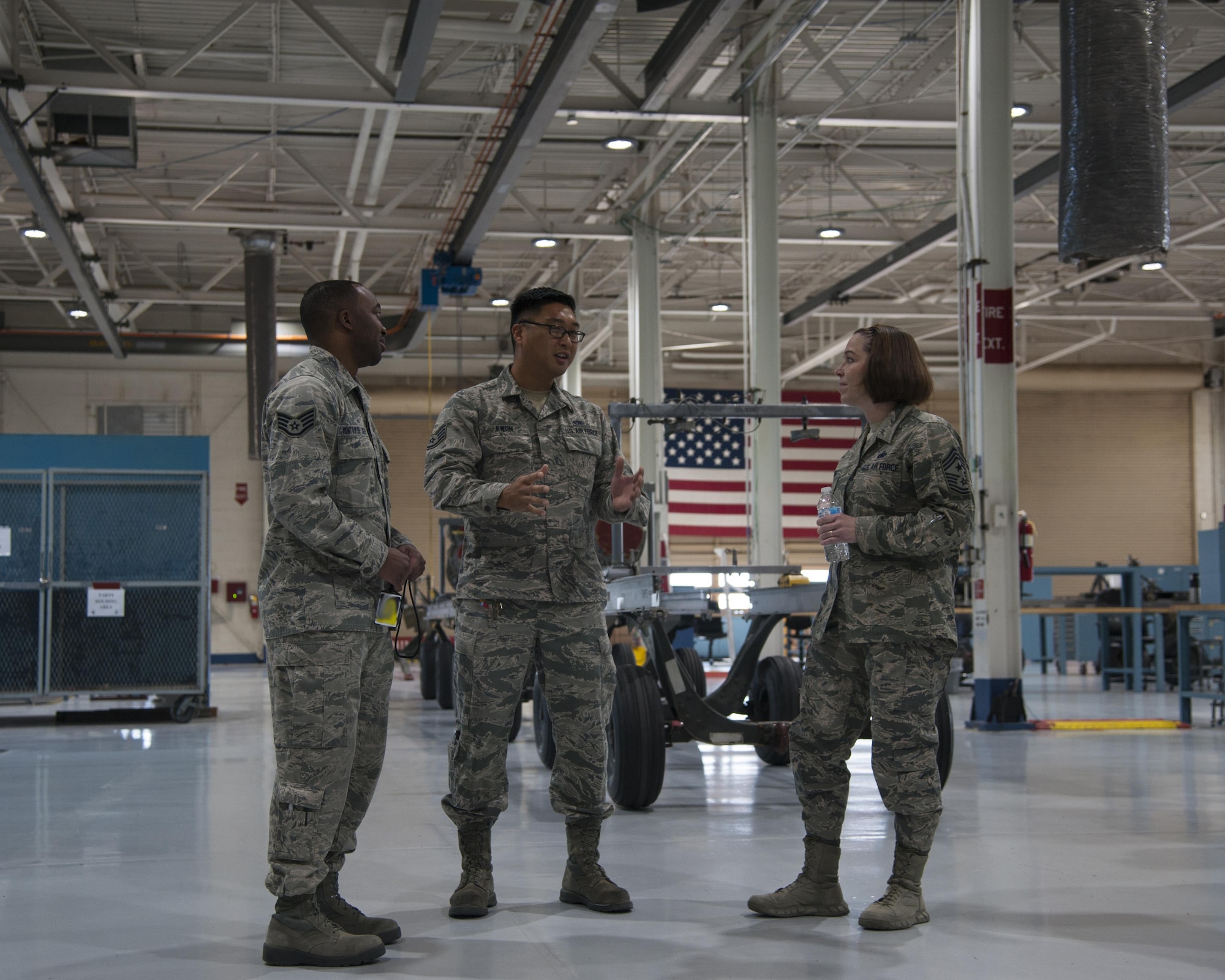 U.S. Air Force Chief Master Sgt. Juliet Gudgel, command chief master sergeant of Air Education and Training Command, speaks with NCOs from the 58th Special Operations Wing at Kirtland Air Force Base, N.M., Nov. 27, 2017. Gudgel visited the installation for two days to speak with the Airmen and gain a better understanding of what they do to support the 58th SOW, AETC and Air Force Special Operations Command. (U.S. Air Force photo by Staff Sgt. J.D. Strong II)