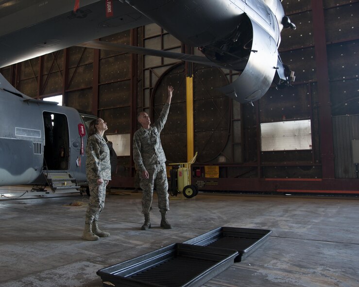 U.S. Air Force Chief Master Sgt. Juliet Gudgel, command chief master sergeant of Air Education and Training Command, tours a C-130J while visiting the 58th Special Operations Wing at Kirtland Air Force Base, N.M., Nov. 27, 2017. On her second day of the visit, Gudgel was able to participate in four training missions with the Airmen of the 58th SOW. (U.S. Air Force photo by Staff Sgt. J.D. Strong II)