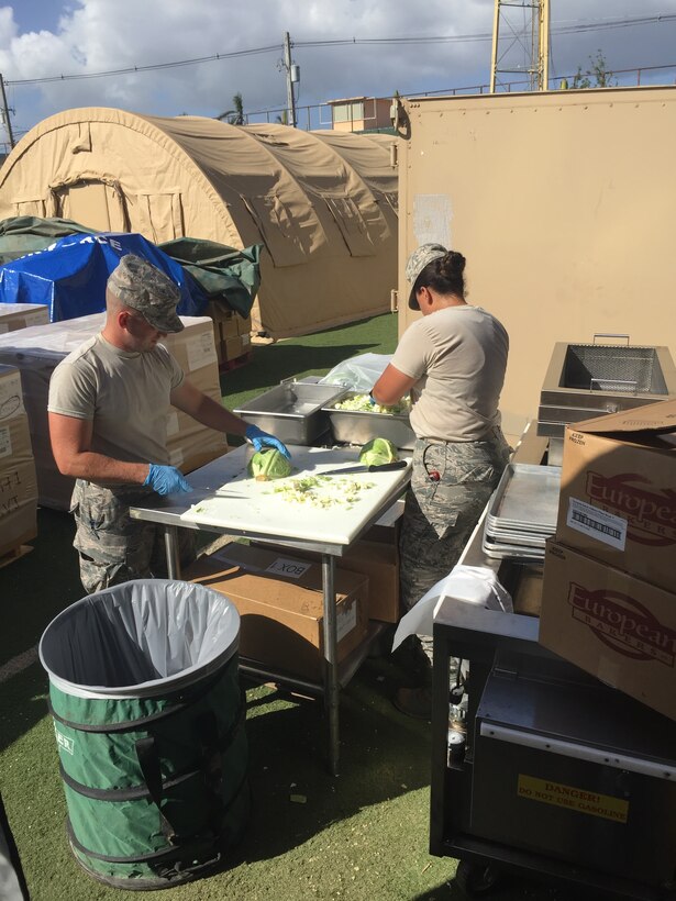 Airmen with the 178th Wing teamed up with 179th Airlift Wing personnel for a one-month deployment to Caguas, Puerto Rico. The Airmen manned a disaster relief mobile kitchen trailer (DRMKT) to provide meals to service members. The 178th and 179th team of Airmen served thousands of meals to Army National Guard (NG) Soldiers assigned to the 59th Troop Command from South Carolina, and Soldiers from the 190th Engineer Battalion from the Puerto Rico NG.