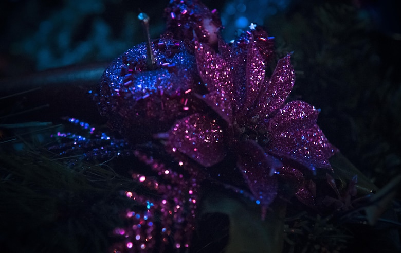 PETERSON AIR FORCE BASE, Colo. -- Glitter poinsettias decorate portions of the Advent wreath in the sanctuary of the Chapel on Peterson Air Force Base, Colorado, Dec. 4, 2017.  The Chapel hosts various of activities during the holiday season for local Airmen and their families. (U.S. Air Force photo by Airman First Class Alexis Christian)