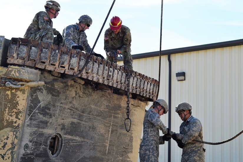Instructors assigned to the 3rd Brigade, 94th Training Division train Soldiers to  rig and recover wheeled vehicles during a two-week course held at Regional Training Site-Maintenance, Fort Hood, Texas. Once completed, Soldiers will be assigned an additional skill identifier, an identification that highlights additional skills, training, and qualification a soldier has in addition to a military occupation specialty.