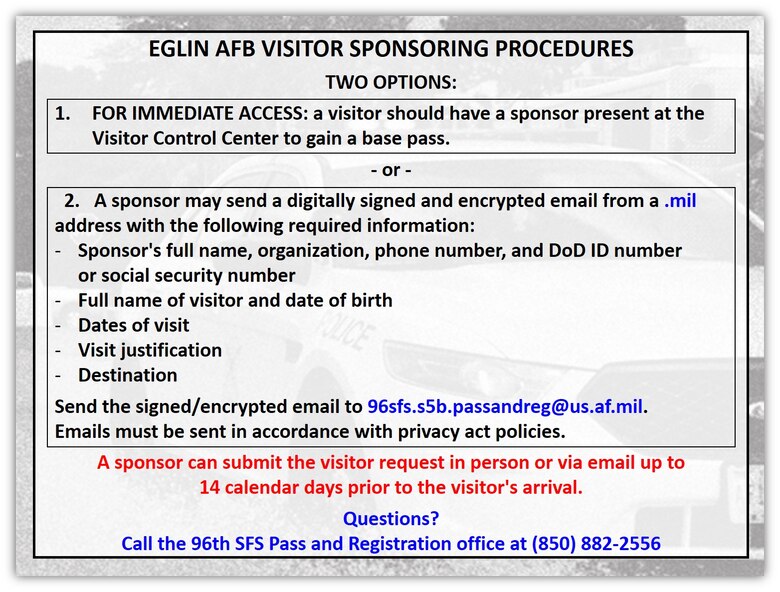 Base pass procedures change with new year > Eglin Air Force Base > News