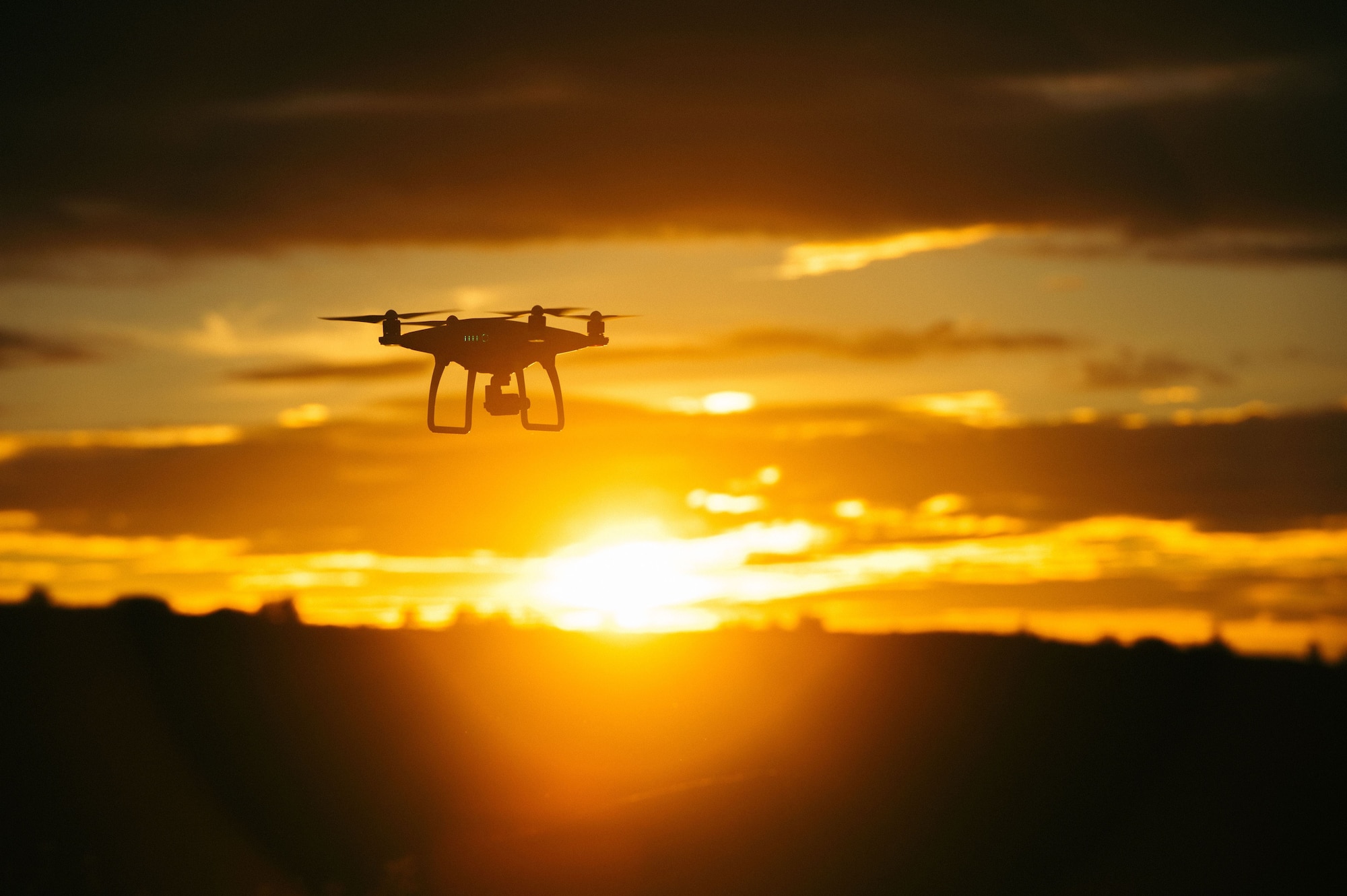 A consumer drone flies during sunset. (Courtesy photo)