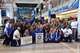 Military members from Naval Air Station Fort Worth Joint Reserve Base, Texas, along with Dallas Mavericks, participated in a Hoops for Troops volunteerism event, Nov. 9, at the American Airlines Center in Dallas. They gathered to assemble 10,000 meals to feed hungry families in the area. (U.S. Air Force photo by Tech. Sgt. Charles Taylor)