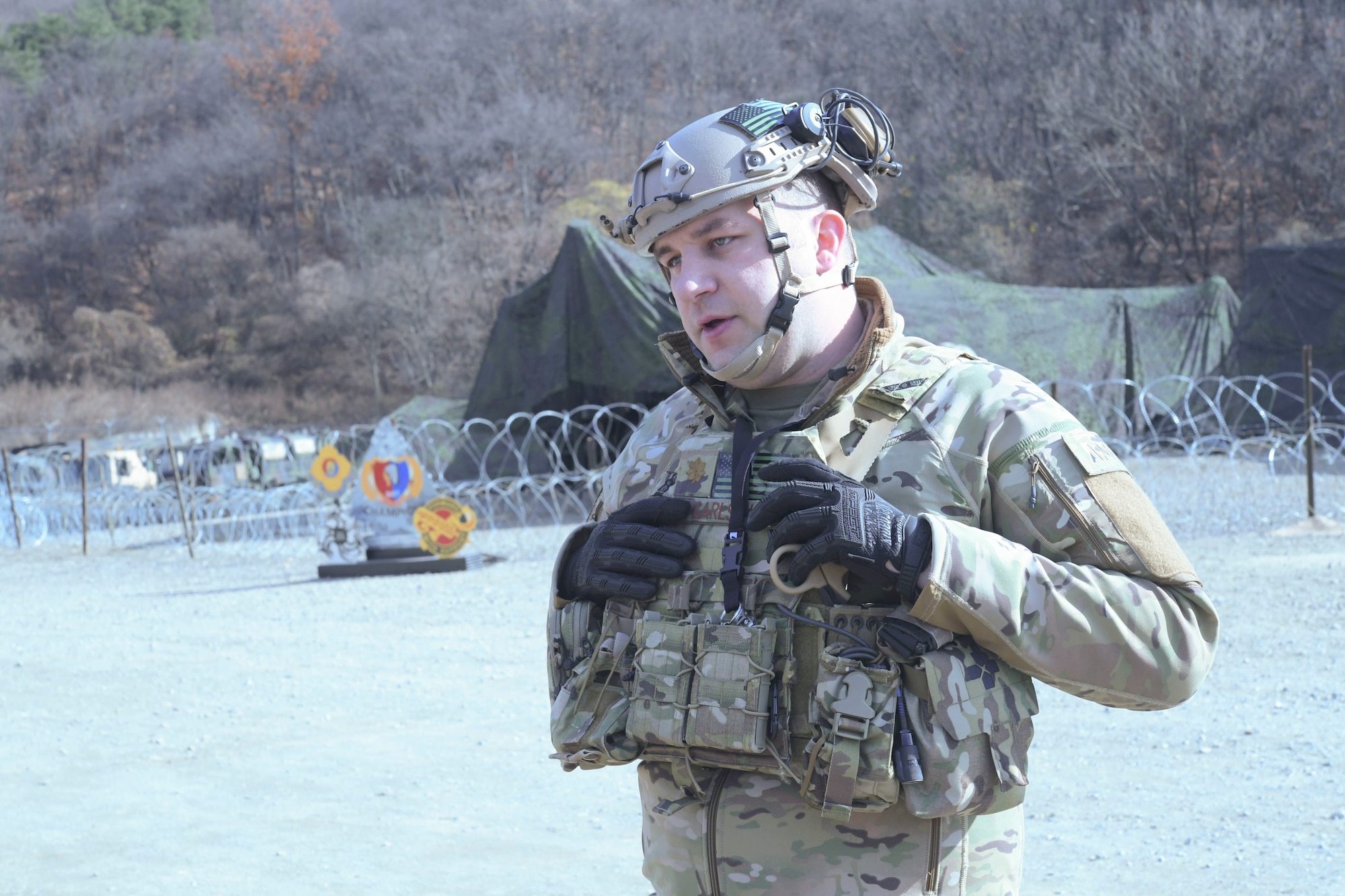 U.S. Air Force Maj. Craig Carlson, an air mobility liaison officer with the 2nd Infantry Division stationed at Camp Casey, South Korea, is one of seven 621st Contingency Response Wing AMLO's participating in Warfighter 1-2. WFX is a part of a continuous exercise schedule, designed to strengthen the U.S.-Republic of Korea alliance and creates training experiences that enable the Army’s senior mission commanders to develop current, relevant, and campaign quality, Joint and expeditionary mission command instincts and skills.