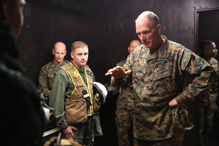 NAVAL SUPPORT FACILITY INDIAN HEAD, Md. – Lt. Gen. Mark A. Brilakis, Commander, U.S. Marine Corps Forces Command, MARFORCOM, receives a tour of Naval Support Facility Indian Head and Annex Stump Neck during his visit with MARFORCOM subordinate element Chemical Biological Incident Response Force, Nov. 30. During his visit he received briefs from CBIRF command staff, toured facilities used by CBIRF, talked to CBIRF Marines and Sailors, and received a demonstration of the response force’s capabilities in case of a crisis. (Official USMC Photos by Staff Sgt. Santiago G. Colon Jr.)