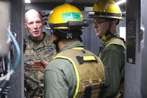 NAVAL SUPPORT FACILITY INDIAN HEAD, Md. – Lt. Gen. Mark A. Brilakis, Commander of U.S. Marine Corps Forces Command, receives a tour of Naval Support Facility Indian Head and Annex Stump Neck during his visit with MARFORCOM subordinate element Chemical Biological Incident Response Force, Nov. 30. During his visit he received briefs from CBIRF command staff, toured facilities used by CBIRF, talked to CBIRF Marines and Sailors, and received a demonstration of the response force’s capabilities in case of a crisis. (Official USMC Photos by Staff Sgt. Santiago G. Colon Jr.)