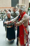 Erwin De Luna and his wife, Rose Mary, lead Brooke Army Medical Center staff in a traditional Native American dance Nov. 29 during the Native American Heritage Month ceremony in the Medical Mall.