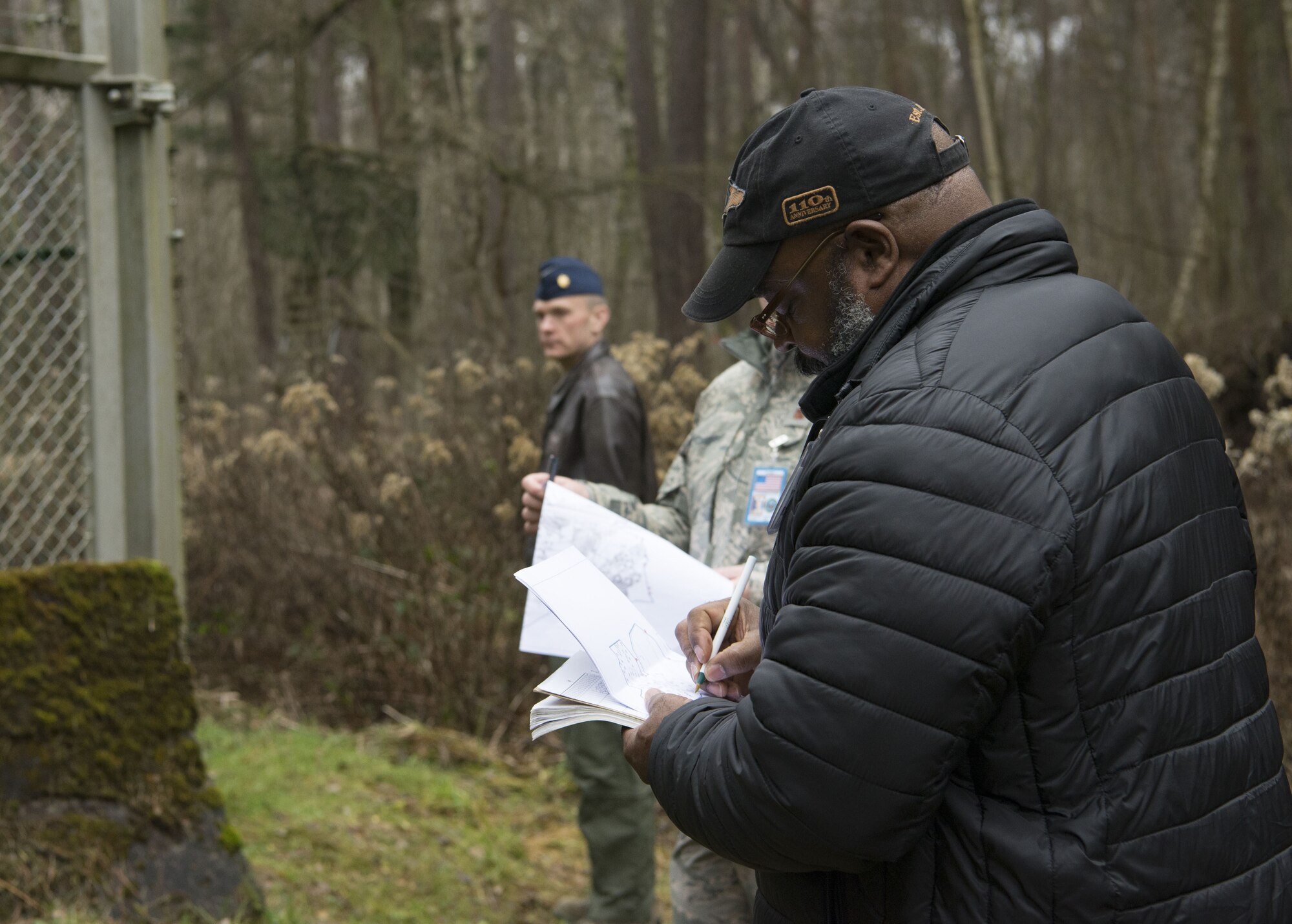 William Hendricks, right, Headquarters United States Air Forces in Europe Arms Control and Counter Proliferation treaty compliance officer, roleplays as an inspector during a Conventional Arms Forces in Europe Inspection Exercise on Ramstein Air Base, Germany, Dec. 6, 2017. Ramstein exercises annually to ensure that it is in compliance with the treaty, which establishes that at any moment, any of the 30 countries can announce that they are giving 36 hours’ notice before inspecting Ramstein Air for combat capabilities such as combat aircraft. (U.S. Air Force photo by Senior Airman Elizabeth Baker)