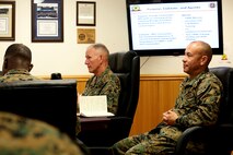 NAVAL SUPPORT FACILITY INDIAN HEAD, Md. – Lt. Gen. Mark A. Brilakis, Commander of U.S. Marine Corps Forces Command, MARFORCOM, received a tour of Naval Support Facility Indian Head and Annex Stump Neck during his visit with MARFORCOM subordinate element Chemical Biological Incident Response Force, CBIRF, Nov. 30, 2017. During his visit he received briefs from CBIRF command staff, toured facilities used by CBIRF, talked to CBIRF Marines and Sailors, and received a demonstration of the response force’s capabilities in case of a crisis. (Official USMC Photos by Staff Sgt. Santiago G. Colon Jr.)