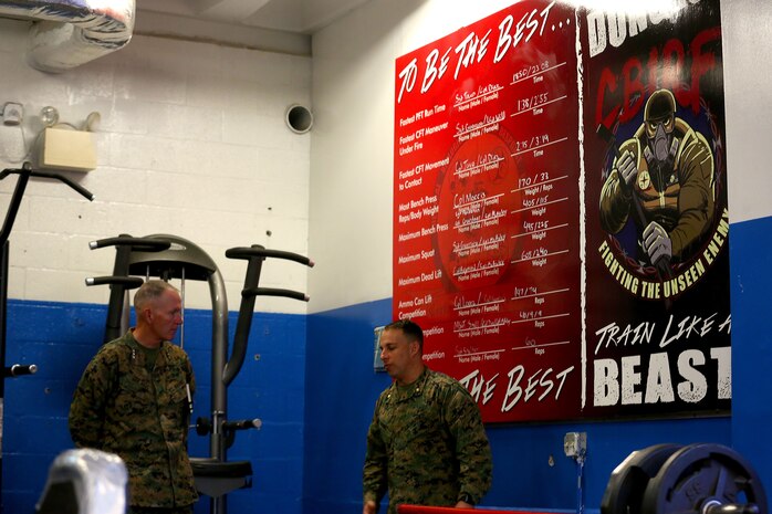 NAVAL SUPPORT FACILITY INDIAN HEAD, Md. – Lt. Gen. Mark A. Brilakis, Commander of U.S. Marine Corps Forces Command, MARFORCOM, received a tour of Naval Support Facility Indian Head and Annex Stump Neck during his visit with MARFORCOM subordinate element Chemical Biological Incident Response Force, CBIRF, Nov. 30, 2017. During his visit he received briefs from CBIRF command staff, toured facilities used by CBIRF, talked to CBIRF Marines and Sailors, and received a demonstration of the response force’s capabilities in case of a crisis. (Official USMC Photos by Staff Sgt. Santiago G. Colon Jr.)