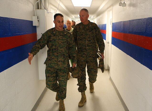 NAVAL SUPPORT FACILITY INDIAN HEAD, Md. – Lt. Gen. Mark A. Brilakis, Commander of U.S. Marine Corps Forces Command, MARFORCOM, received a tour of Naval Support Facility Indian Head and Annex Stump Neck during his visit with MARFORCOM subordinate element Chemical Biological Incident Response Force, CBIRF, Nov. 30, 2017. During his visit he received briefs from CBIRF command staff, toured facilities used by CBIRF, talked to CBIRF Marines and Sailors, and received a demonstration of the response force’s capabilities in case of a crisis. (Official USMC Photos by Staff Sgt. Santiago G. Colon Jr.)