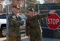 NAVAL SUPPORT FACILITY INDIAN HEAD, Md. – Lt. Gen. Mark A. Brilakis, Commander of U.S. Marine Corps Forces Command, MARFORCOM, received a tour of Naval Support Facility Indian Head and Annex Stump Neck during his visit with MARFORCOM subordinate element Chemical Biological Incident Response Force, CBIRF, Nov. 30, 2017. During his visit he received briefs from CBIRF command staff, toured facilities used by CBIRF, talked to CBIRF Marines and Sailors, and received a demonstration of the response force’s capabilities in case of a crisis. (Official USMC Photos by Staff Sgt. Santiago G. Colon Jr.)