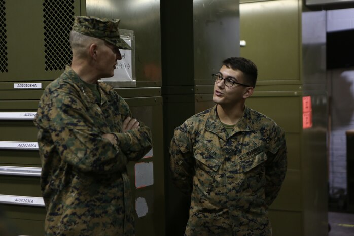 NAVAL SUPPORT FACILITY INDIAN HEAD, Md. – Lt. Gen. Mark A. Brilakis, Commander of U.S. Marine Corps Forces Command, MARFORCOM, received a tour of Naval Support Facility Indian Head and Annex Stump Neck during his visit with MARFORCOM subordinate element Chemical Biological Incident Response Force, CBIRF, Nov. 30, 2017. During his visit he received briefs from CBIRF command staff, toured facilities used by CBIRF, talked to CBIRF Marines and Sailors, and received a demonstration of the response force’s capabilities in case of a crisis. (Official USMC Photos by Staff Sgt. Santiago G. Colon Jr.)