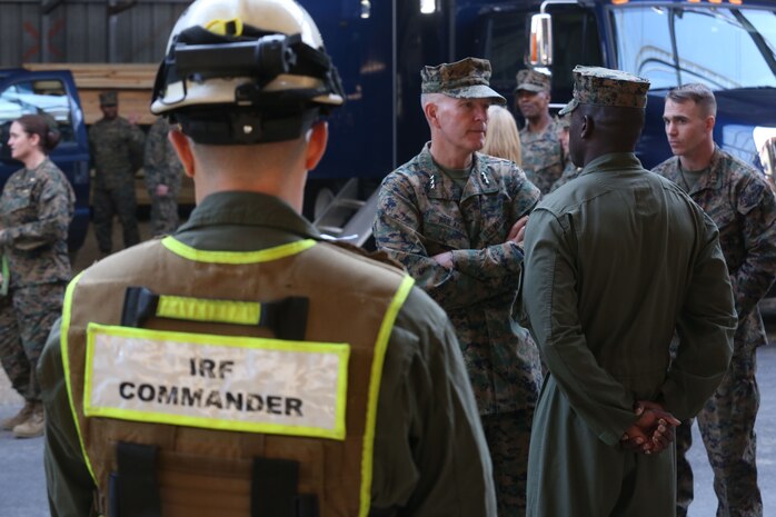 NAVAL SUPPORT FACILITY INDIAN HEAD, Md. – Lt. Gen. Mark A. Brilakis, Commander of U.S. Marine Corps Forces Command, MARFORCOM, received a tour of Naval Support Facility Indian Head and Annex Stump Neck during his visit with MARFORCOM subordinate element Chemical Biological Incident Response Force, CBIRF, Nov. 30, 2017. During his visit he received briefs from CBIRF command staff, toured facilities used by CBIRF, talked to CBIRF Marines and Sailors, and received a demonstration of the response force’s capabilities in case of a crisis. (Official USMC Photos by Staff Sgt. Santiago G. Colon Jr.)