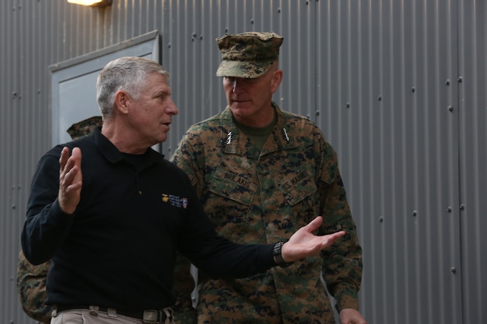 NAVAL SUPPORT FACILITY INDIAN HEAD, Md. – Lt. Gen. Mark A. Brilakis, Commander of U.S. Marine Corps Forces Command, MARFORCOM, received a tour of Naval Support Facility Indian Head and Annex Stump Neck during his visit with MARFORCOM subordinate element Chemical Biological Incident Response Force, CBIRF, Nov. 30, 2017. During his visit he received briefs from CBIRF command staff, toured facilities used by CBIRF, talked to CBIRF Marines and Sailors, and received a demonstration of the response force’s capabilities in case of a crisis. (Official USMC Photos by Staff Sgt. Santiago G. Colon Jr.)