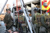 NAVAL SUPPORT FACILITY INDIAN HEAD, Md. – Lt. Gen. Mark A. Brilakis, Commander of U.S. Marine Corps Forces Command, MARFORCOM, received a tour of Naval Support Facility Indian Head and Annex Stump Neck during his visit with MARFORCOM subordinate element Chemical Biological Incident Response Force, CBIRF, Nov. 30, 2017. During his visit he received briefs from CBIRF command staff, toured facilities used by CBIRF, talked to CBIRF Marines and Sailors, and received a demonstration of the response force’s capabilities in case of a crisis. (Official USMC Photos by Staff Sgt. Santiago G. Colon Jr.)