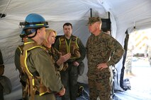 NAVAL SUPPORT FACILITY INDIAN HEAD, Md. – Lt. Gen. Mark A. Brilakis, Commander of U.S. Marine Corps Forces Command, MARFORCOM, received a tour of Naval Support Facility Indian Head and Annex Stump Neck during his visit with MARFORCOM subordinate element Chemical Biological Incident Response Force, CBIRF, Nov. 30, 2017. During his visit he received briefs from CBIRF command staff, toured facilities used by CBIRF, talked to CBIRF Marines and Sailors, and received a demonstration of the response force’s capabilities in case of a crisis. (Official USMC Photos by Staff Sgt. Santiago G. Colon Jr.)
