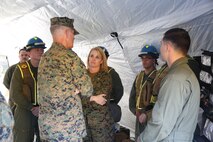 NAVAL SUPPORT FACILITY INDIAN HEAD, Md. – Lt. Gen. Mark A. Brilakis, Commander of U.S. Marine Corps Forces Command, MARFORCOM, received a tour of Naval Support Facility Indian Head and Annex Stump Neck during his visit with MARFORCOM subordinate element Chemical Biological Incident Response Force, CBIRF, Nov. 30, 2017. During his visit he received briefs from CBIRF command staff, toured facilities used by CBIRF, talked to CBIRF Marines and Sailors, and received a demonstration of the response force’s capabilities in case of a crisis. (Official USMC Photos by Staff Sgt. Santiago G. Colon Jr.)