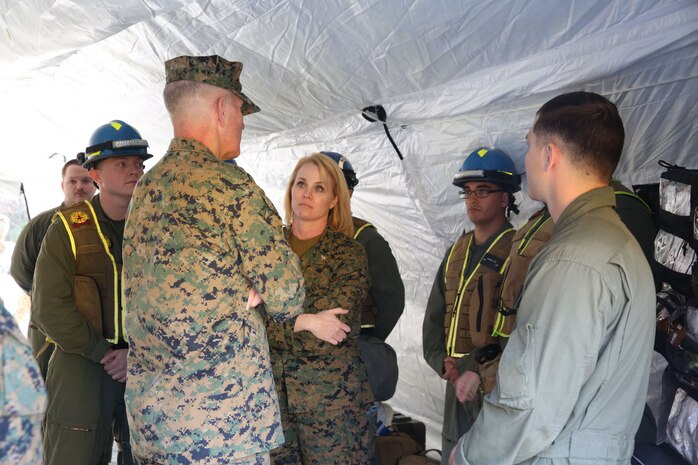 NAVAL SUPPORT FACILITY INDIAN HEAD, Md. – Lt. Gen. Mark A. Brilakis, Commander of U.S. Marine Corps Forces Command, MARFORCOM, received a tour of Naval Support Facility Indian Head and Annex Stump Neck during his visit with MARFORCOM subordinate element Chemical Biological Incident Response Force, CBIRF, Nov. 30, 2017. During his visit he received briefs from CBIRF command staff, toured facilities used by CBIRF, talked to CBIRF Marines and Sailors, and received a demonstration of the response force’s capabilities in case of a crisis. (Official USMC Photos by Staff Sgt. Santiago G. Colon Jr.)