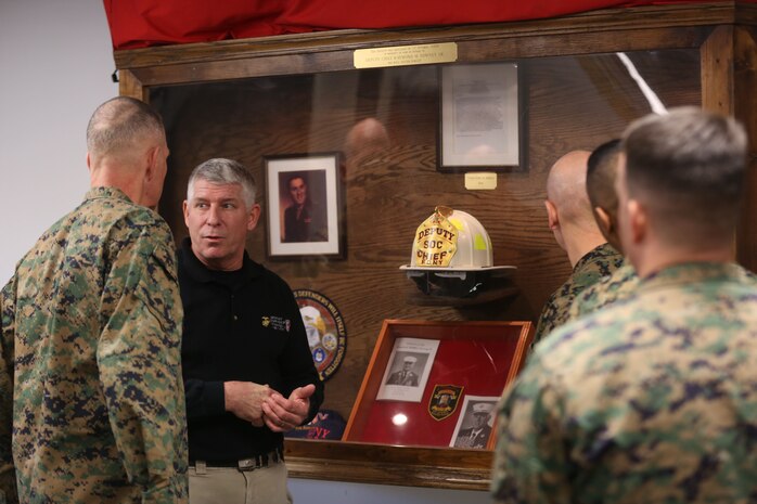 NAVAL SUPPORT FACILITY INDIAN HEAD, Md. – Lt. Gen. Mark A. Brilakis, Commander of U.S. Marine Corps Forces Command, MARFORCOM, received a tour of Naval Support Facility Indian Head and Annex Stump Neck during his visit with MARFORCOM subordinate element Chemical Biological Incident Response Force, CBIRF, Nov. 30, 2017. During his visit he received briefs from CBIRF command staff, toured facilities used by CBIRF, talked to CBIRF Marines and Sailors, and received a demonstration of the response force’s capabilities in case of a crisis. (Official USMC Photos by Staff Sgt. Santiago G. Colon Jr.)