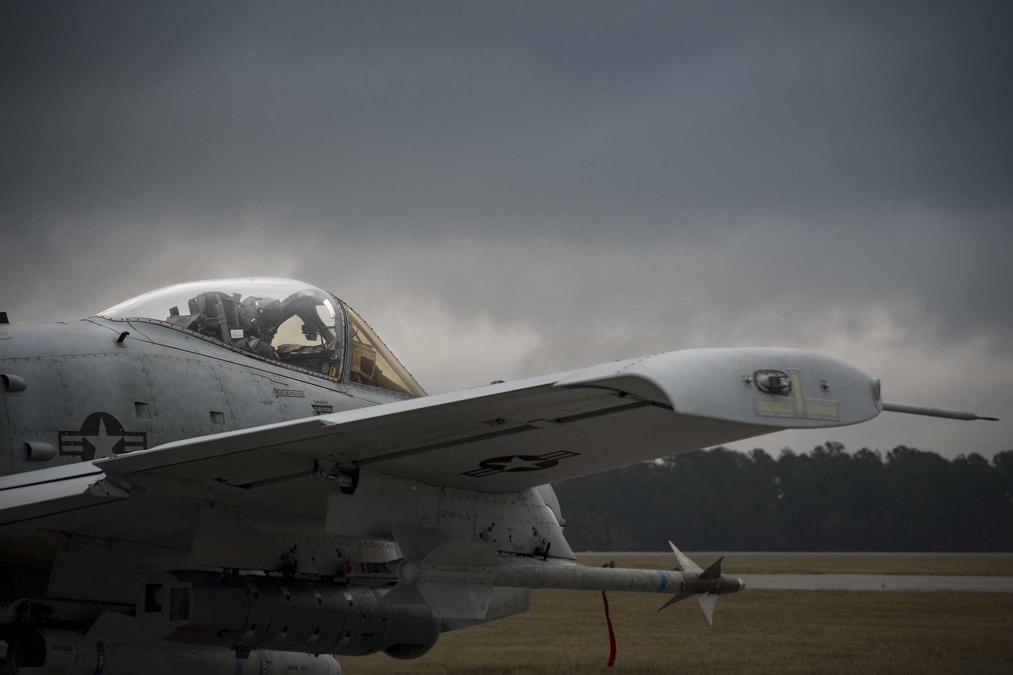 A pilot from the 75th Fighter Squadron taxis an A-10C Thunderbolt II towards the runway, Dec. 6, 2017, at Moody Air Force Base, Ga. Moody’s week-long, Phase 1, Phase 2 exercise is designed to demonstrate the 23d Wing’s ability to meet combatant commander objectives and tested the pilots’ and maintainers’ ability to launch around-the-clock sorties at an accelerated rate during a sortie surge. (U.S. Air Force photo by Staff Sgt. Ryan Callaghan)