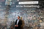 Former U.S. Secretary of Defense Ashton Carter stands in front of the Facebook wall during his visit to the company
headquarters in 2014. Before the visit, the Defense Secretary unveiled DOD’s cyber strategy at Stanford University.