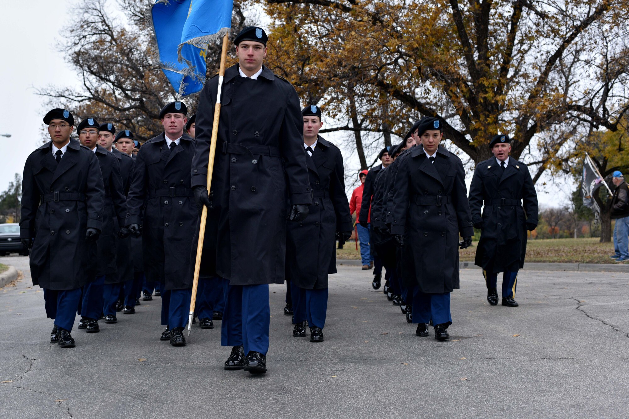 Soldiers from the 344th Military Intelligence Battalion march during the Heroes Hunt parade in San Angelo, Texas, Dec. 7, 2017. The 344th MIBN trains, develops and educates Soldiers at Goodfellow to conduct and lead signals intelligence operations.