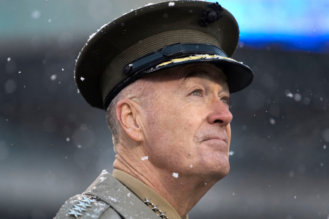 Marine Corps Gen. Joseph Dunford, chairman of the Joint Chiefs of Staff, looks over Lincoln Financial Field.