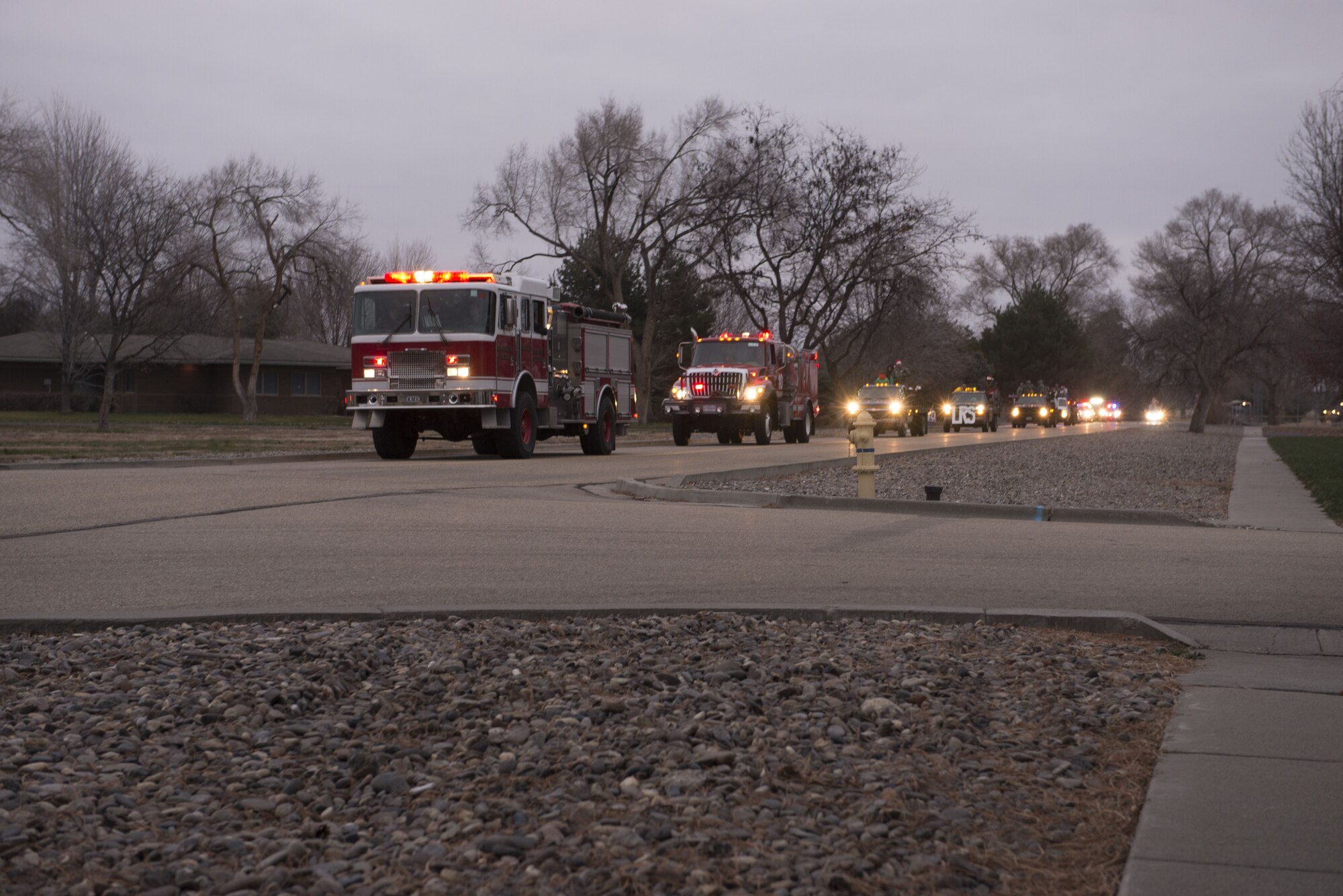 Airmen from the 366th Fighter Wing participated in a base holiday parade Dec. 8, 2017, at Mountain Home Air Force Base, Idaho. The Airmen represented their squadrons by bring several different pieces of equipment and vehicles to showcase during the parade. (U.S. Air Force photos by Senior Airman Lauren-Taylor Levin)