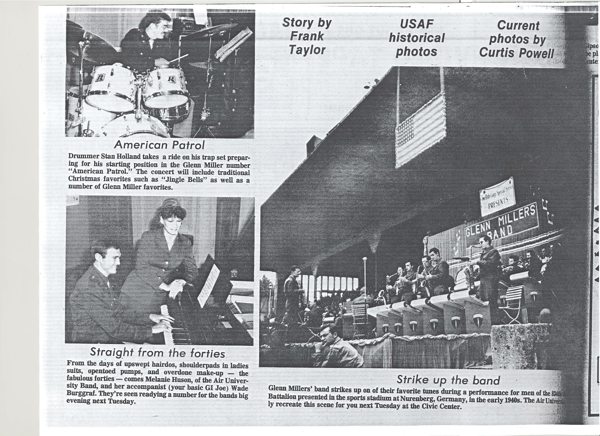 Bottom half of p. 10, Dispatch, Dec 9, 1982, showing three pictures of the actual concert.