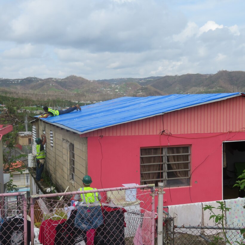 The first home in Barrio Berinquen, Caguas, Puerto Rico to receive a Blue Roof.