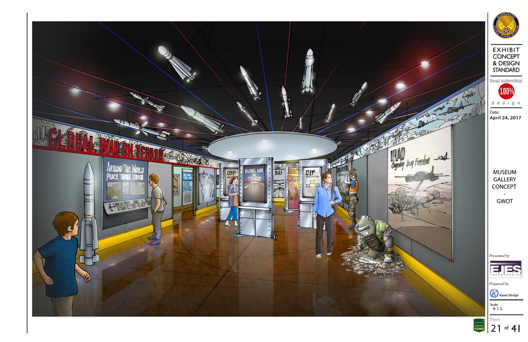 Upgraded exhibit to the front entrance of the Barksdale Global Power Museum.