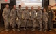 Chief Master Sgt. Todd Cole, 628th Air Base Wing command chief, far left, Col. Jeffrey Nelson, 628th ABW commander, second left, Col. Jimmy Canlas, 437th Airlift Wing commander, far right, and Chief Master Sgt. Jennifer Kersey, 437th AW command chief, second right, congratulate Joint Base Charleston’s newest chief master sergeant selects: Senior Master Sgt. Carol Dorman-Gore, 628th Force Support Squadron, third left, Senior Master Sgt. Shane Cuomo, 1st Combat Camera Squadron, center, Senior Master Sgt. Michael Stone, 437th Aircraft Maintenance Squadron, third from right, and Senior Master Sgt. Anthony Foster, 628th Contracting Squadron at the JB Charleston, S.C., Dec. 7, 2017.