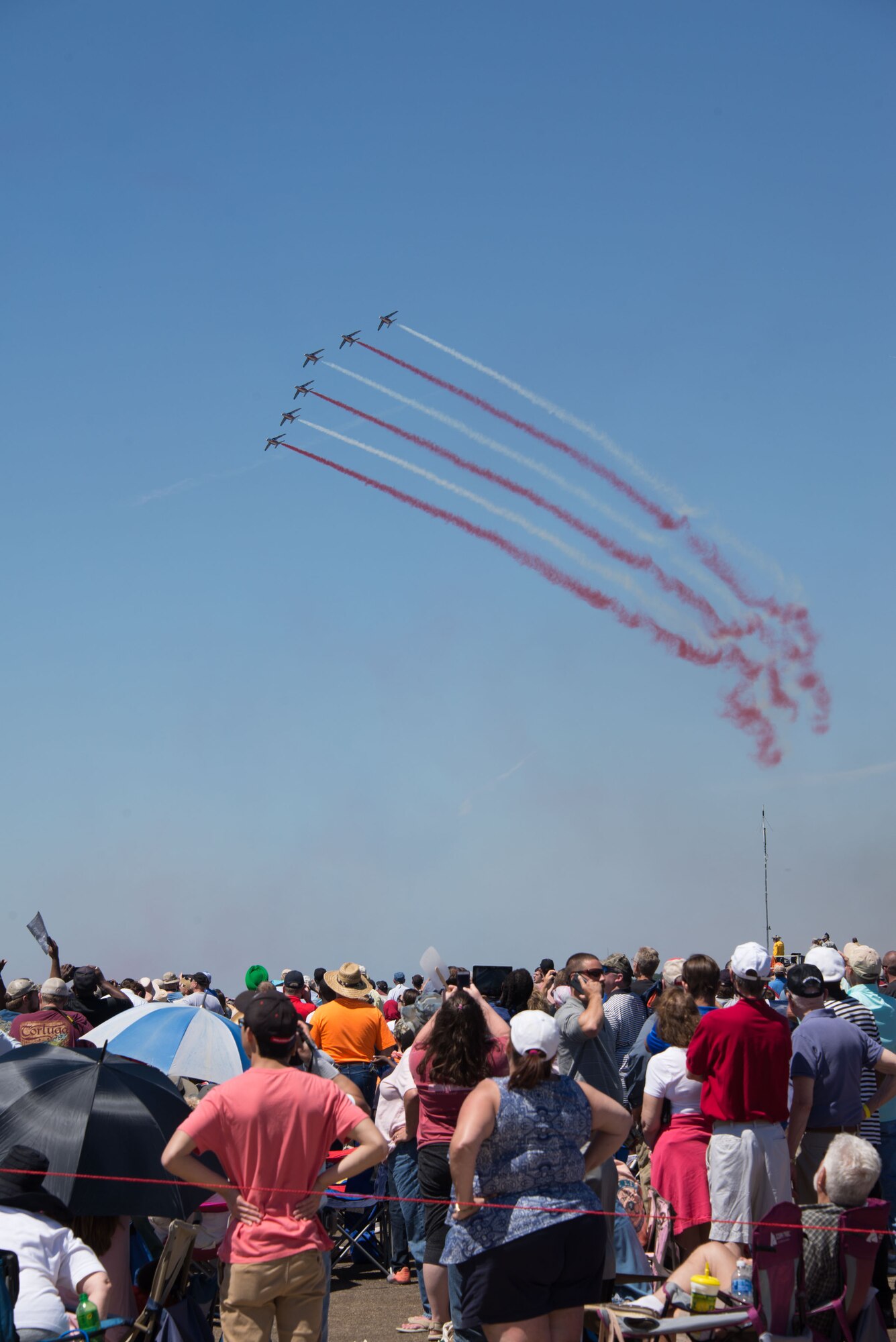 The 2017 Maxwell Air Force Base “Heritage to Horizon” Air Show drew a crowd of about 160,000 people during the two-day show, April 8-9, 2017. Aerial demonstration acts included the U.S. Air Force Thunderbirds and the French Patrouille de France (pictured). The International Council of Air Shows awarded Maxwell the Dick Schram Memorial Community Relations Award for having the best air show in 2017. (U.S. Air Force photo by Trey Ward)