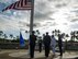 Former Tech. Sgt. Durward Swanson helps the Hickam Honor Guard take down the U.S. flag.