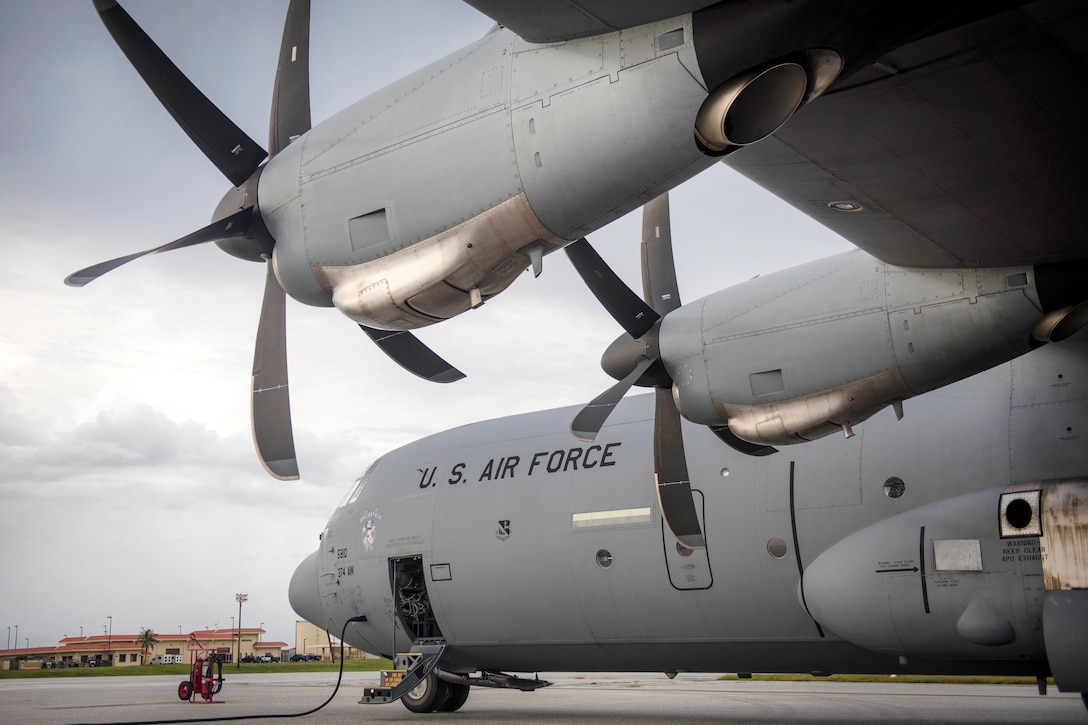 Airmen prepare C-130J Super Hercules.