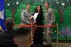 U.S. Air Force Col. Ricky Mills, 17th Training Wing commander, Megan Fowler, 17th TRW specialist for the primary prevention of violence, and Col. Jeffrey Sorrell, 17th TRW vice commander, cut the ribbon for the new resiliency center on Goodfellow Air Force Base, Texas, Dec. 11, 2017. Fowler was the primary coordinator for the acquisition and renovation of building 104 for the new center.  (U.S. Air Force photo by Airman 1st Class Seraiah Hines/Released)